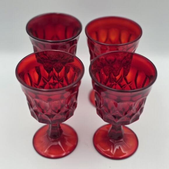 Vintage Noritake Perspective Set of 4 Ruby Red Glass Water Goblets 5" Tall - Picture 2 of 6